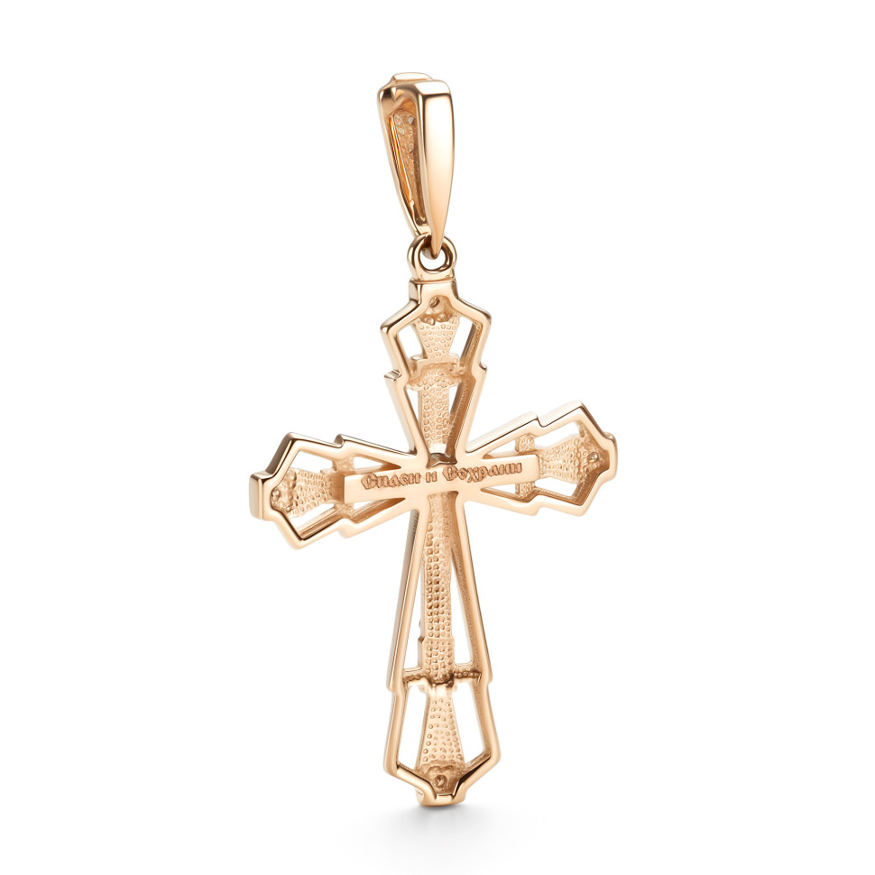 Кулон крест из комбинированного золота с бриллиантами (060911)