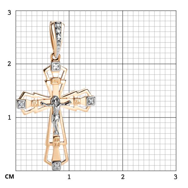 Кулон крест из красного золота с бриллиантами (060911)