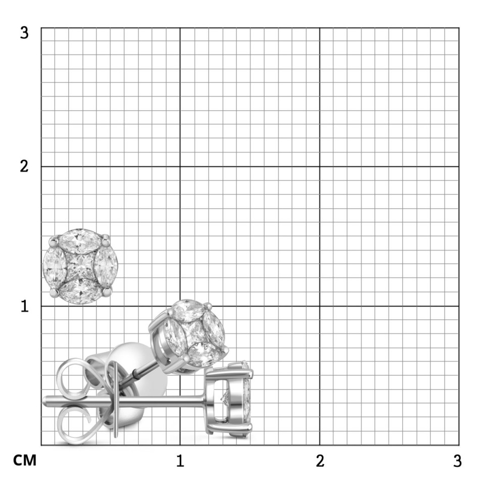 Серьги пусеты из белого золота с бриллиантами (041028)