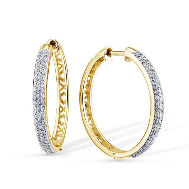 Серьги конго из жёлтого золота с бриллиантами (052794)