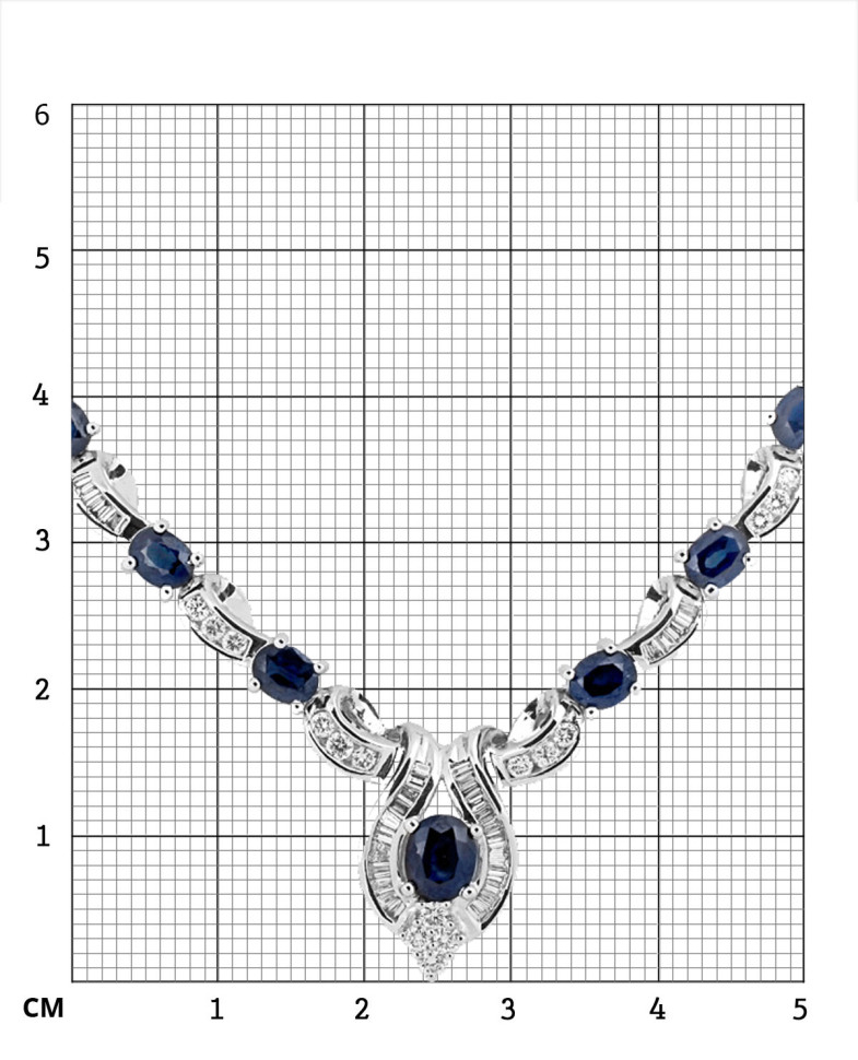 Золотое колье с бриллиантами и сапфирами (003058)