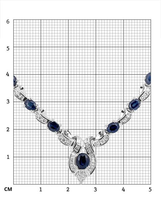 Золотое колье с бриллиантами и сапфирами (003058)