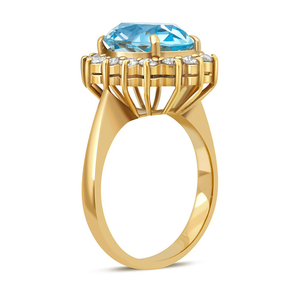 Кольцо из жёлтого золота с бриллиантами и топазом (020683)