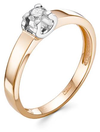 Помолвочное кольцо из комбинированного золота с бриллиантом 16.5
