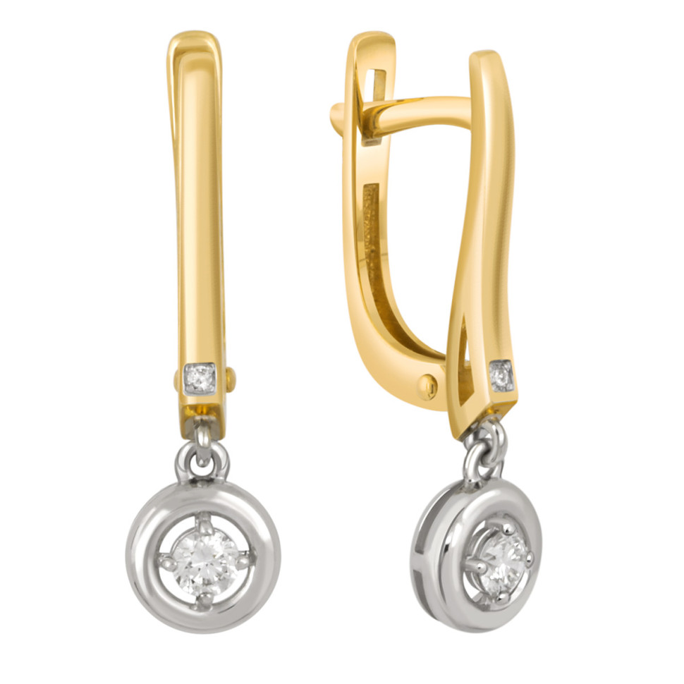 Серьги из комбинированного золота с бриллиантами (039015)