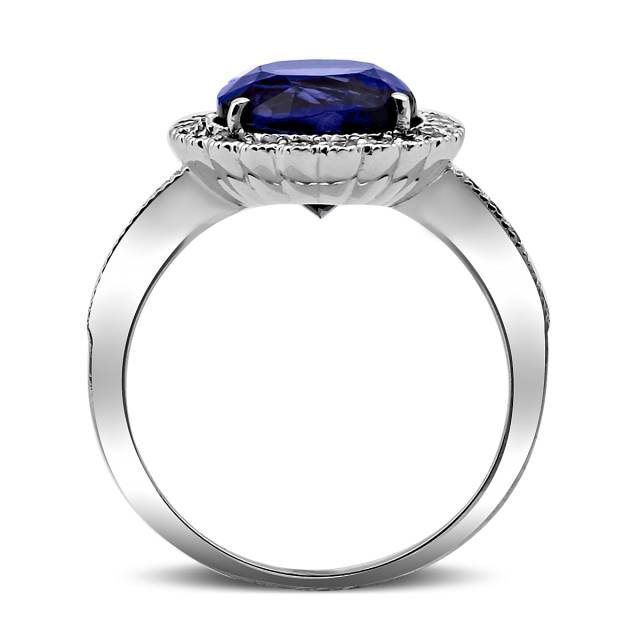 Кольцо из белого золота с бриллиантами и танзанитом (027510)