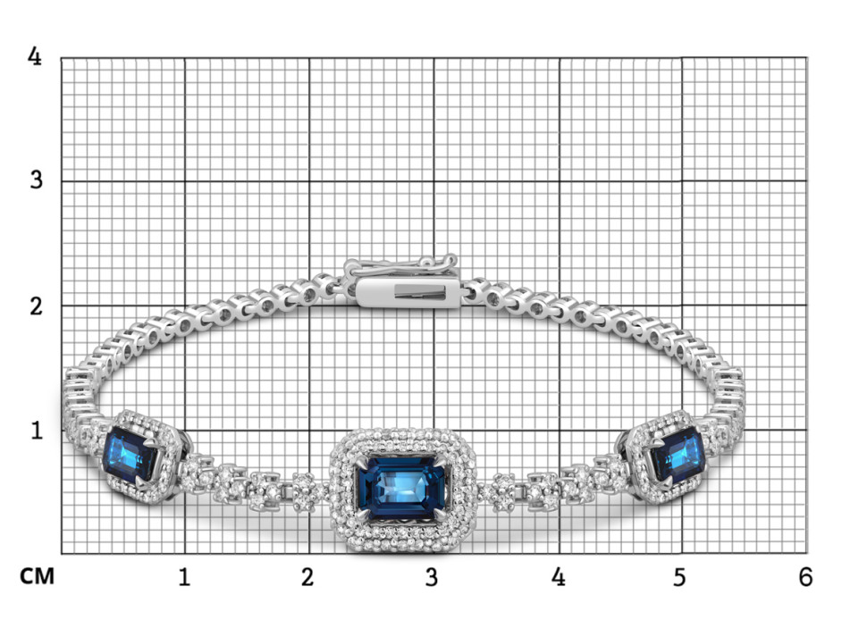 Браслет из белого золота с бриллиантами и сапфирами (049339)