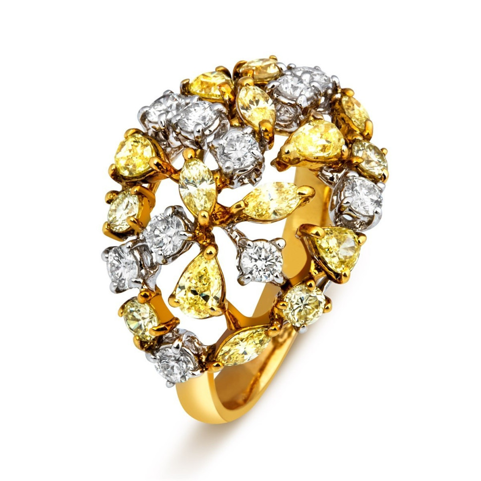 Кольцо из желтого золота с бриллиантами (003021)