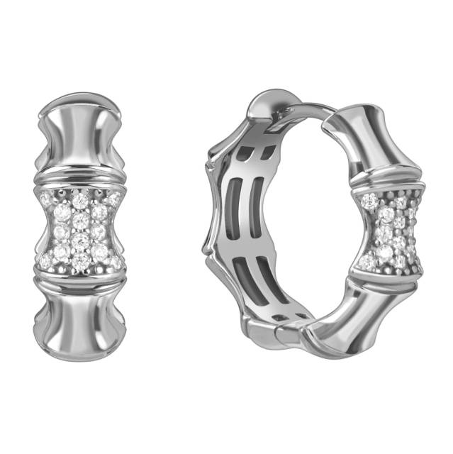 Серьги конго из белого золота с фианитами (057863)