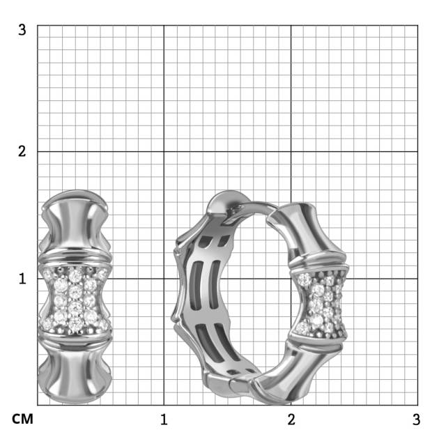 Серьги конго из белого золота с фианитами (057863)