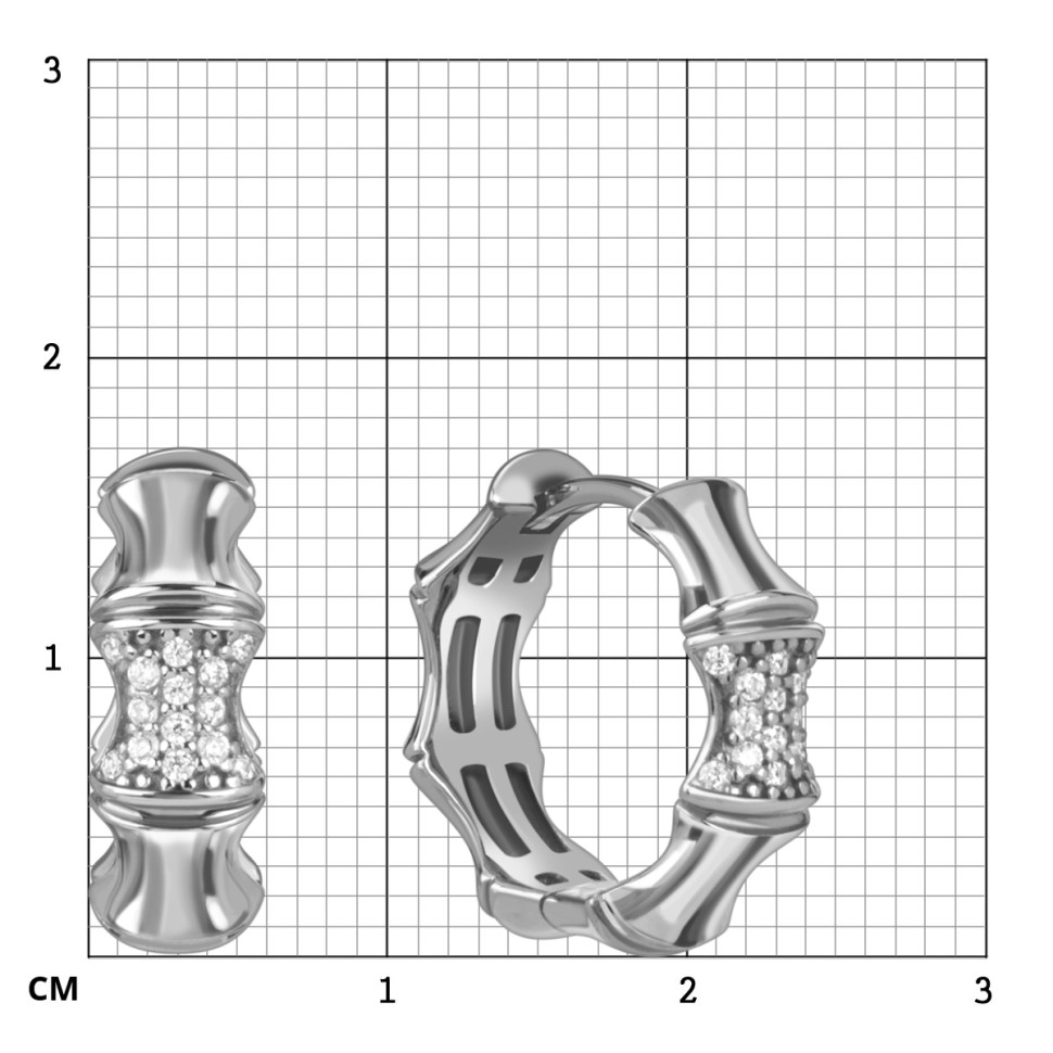 Серьги конго из белого золота с фианитами (057863)