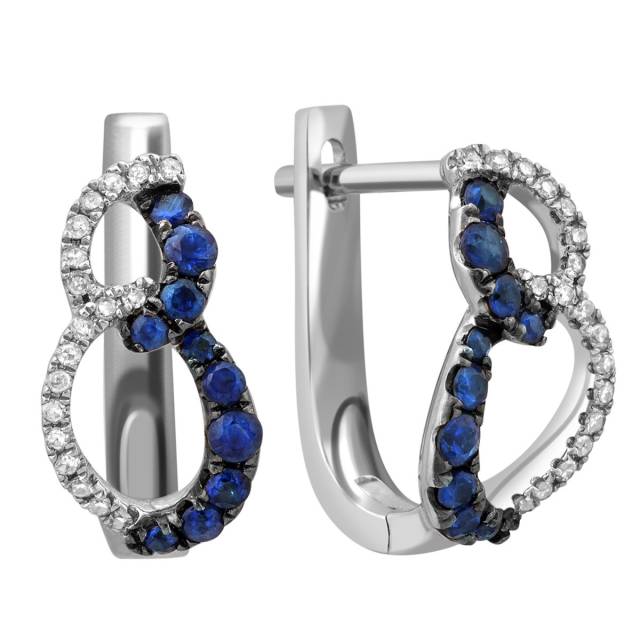 Серьги из белого золота с бриллиантами и сапфирами (010701)