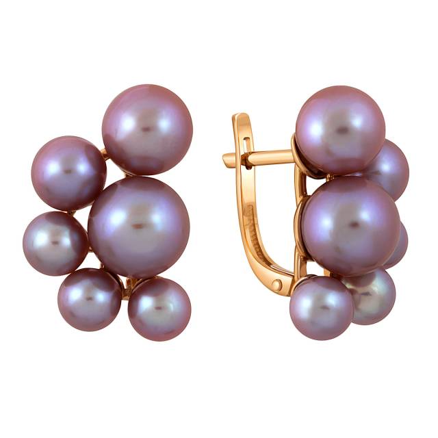 Серьги из красного золота с жемчугом (042216)