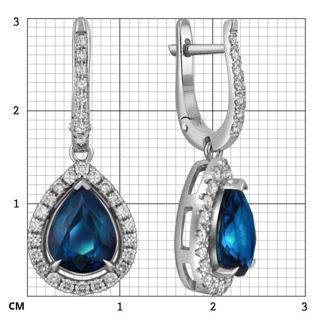 Серьги из белого золота с бриллиантами и сапфирами (053772)