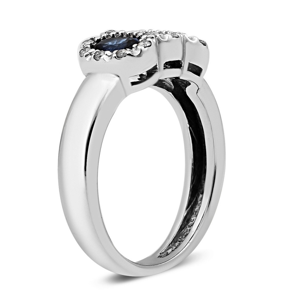 Кольцо из белого золота с бриллиантами и сапфирами (015471)