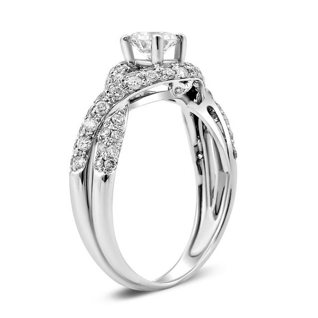 Помолвочное кольцо из белого золота с бриллиантами (018713)