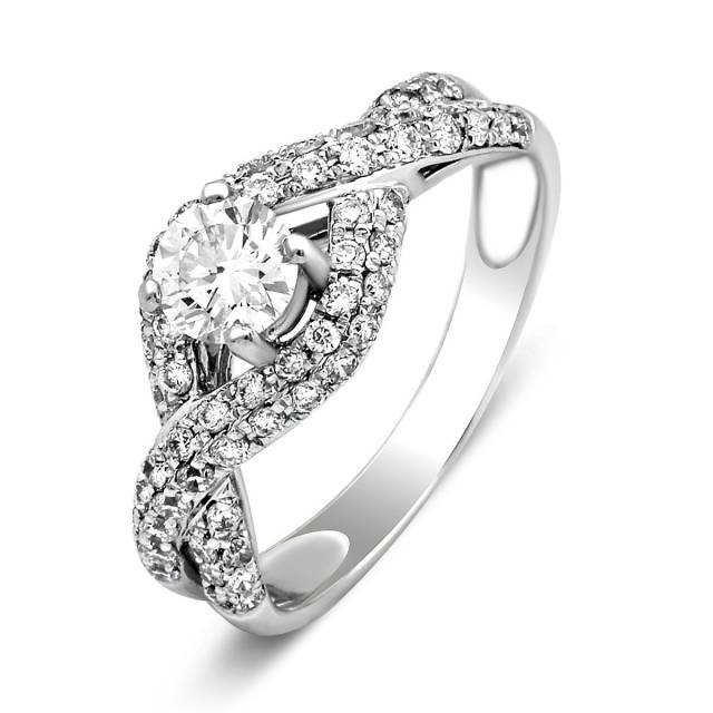 Помолвочное кольцо из белого золота с бриллиантами (018713)