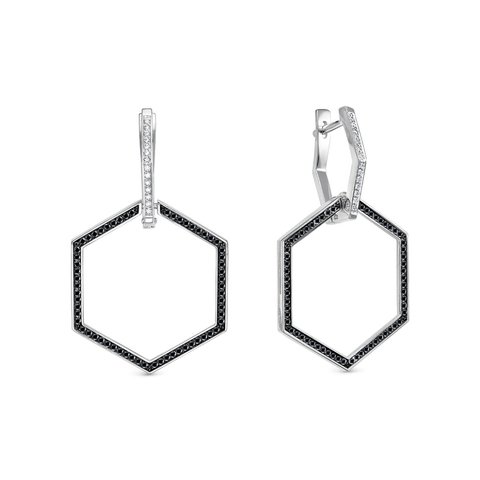 Серьги из белого золота с бриллиантами (044420)