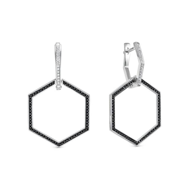 Серьги из белого золота с бриллиантами (044420)