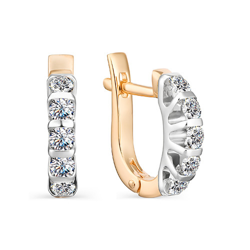 Серьги из комбинированного золота с бриллиантами (043527)