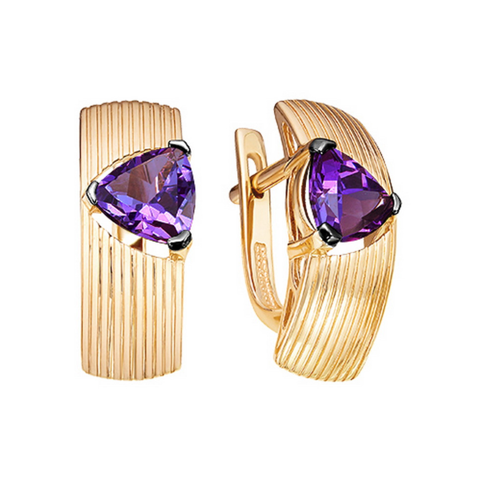 Серьги из красного золота с аметистами (042850)