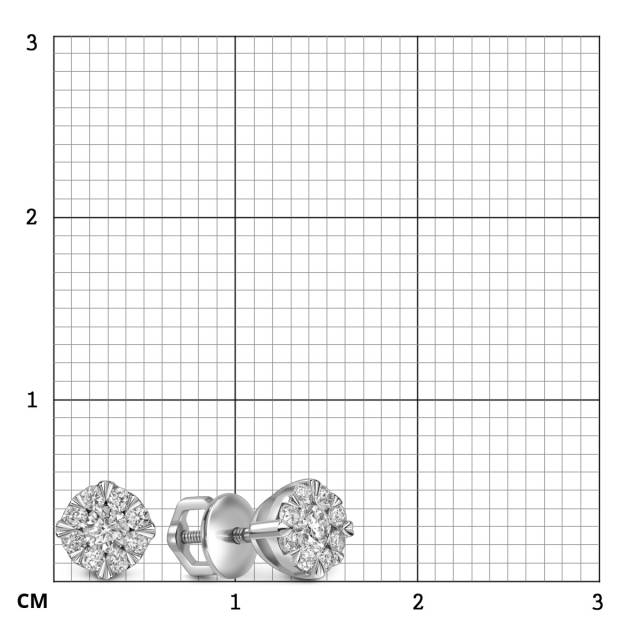 Серьги пусеты из белого золота с бриллиантами (059603)