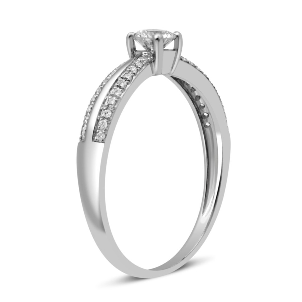 Помолвочное кольцо из белого золота с бриллиантами (030855)