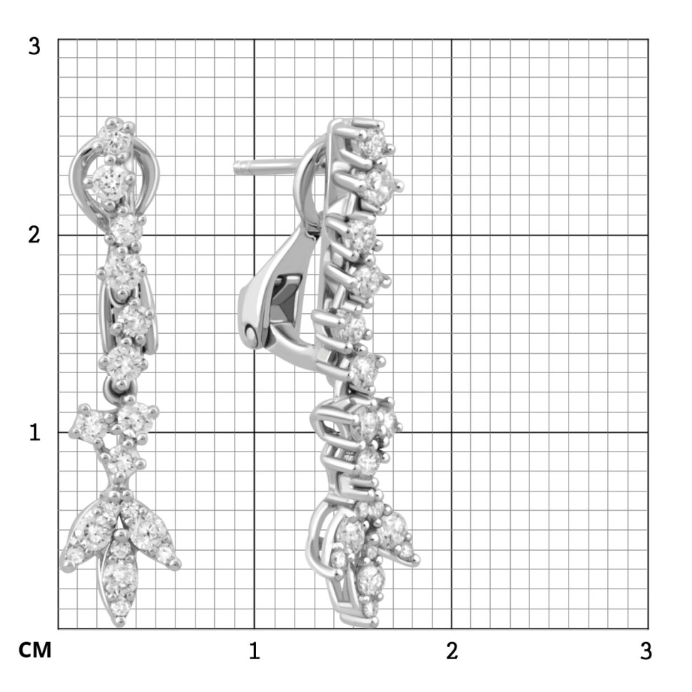 Серьги из белого золота с бриллиантами (039446)