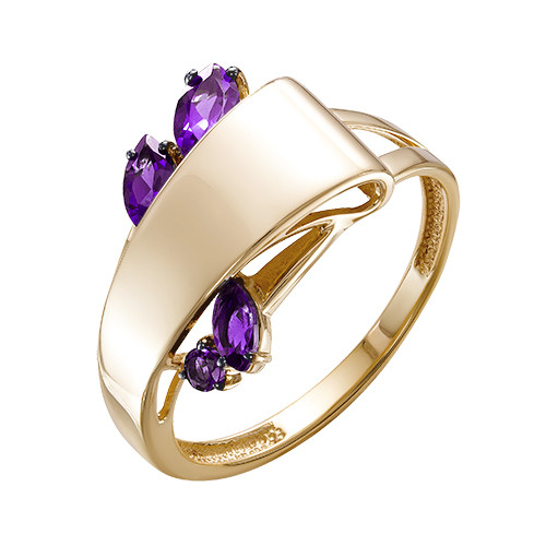 Кольцо из красного золота с аметистами (041558)