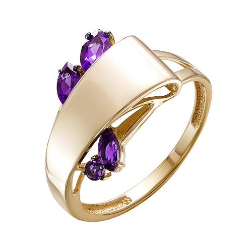 Кольцо из красного золота с аметистами (041558)