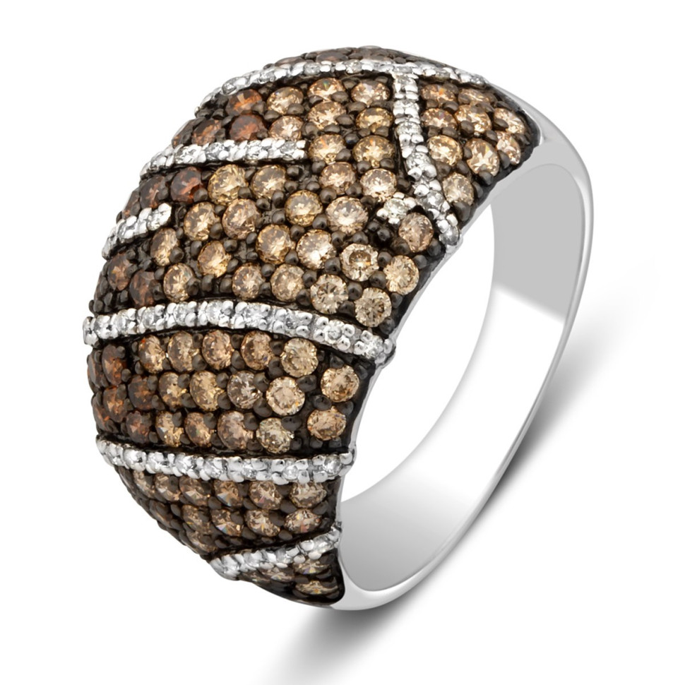 Кольцо из белого золота с бриллиантами (013672)