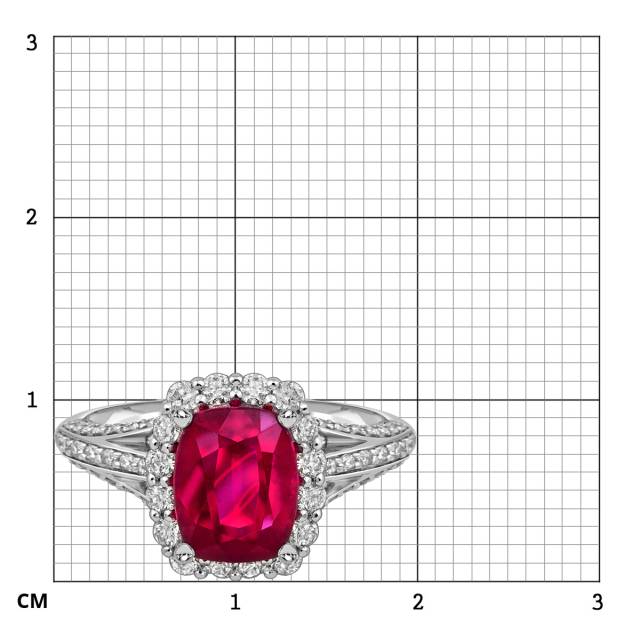 Кольцо из белого золота с бриллиантами и рубином (062785)