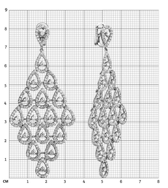 Серьги с бриллиантами из белого золота (005300)