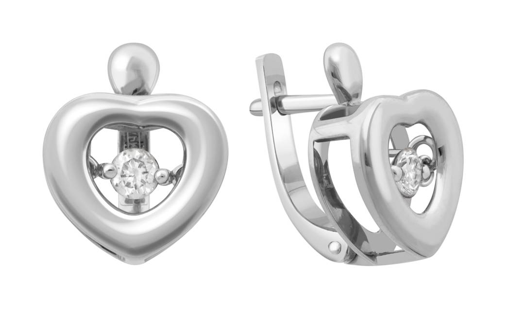 Серьги из белого золота с "плавающими" бриллиантами (025785)