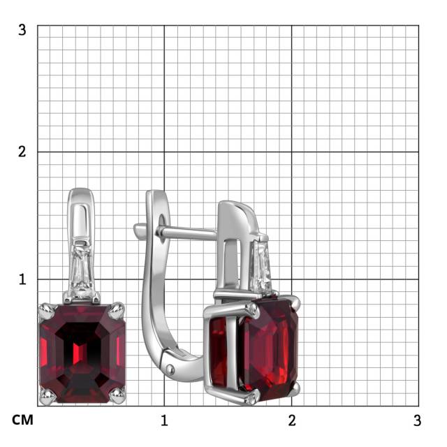 Серьги из белого золота с бриллиантами и шпинелью (063910)