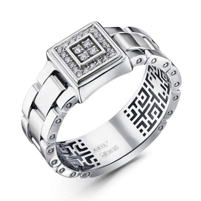 Мужское кольцо из белого золота с бриллиантами (061427)