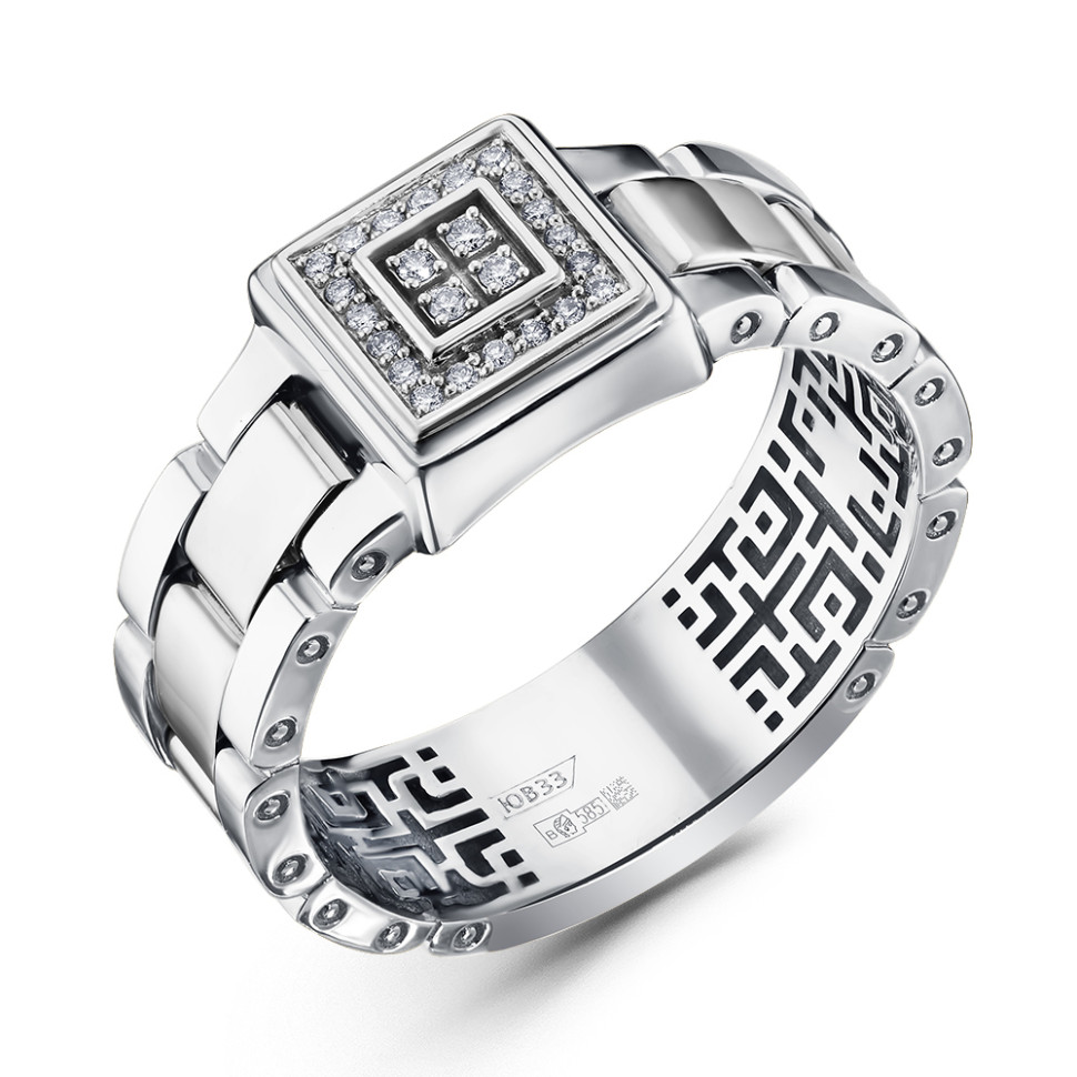 Мужское кольцо из белого золота с бриллиантами (061427)