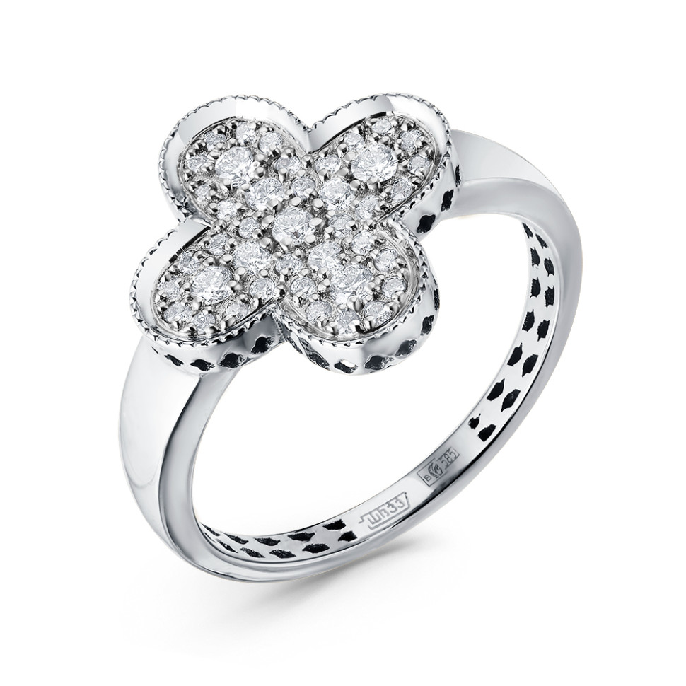 Кольцо из белого золота с бриллиантами (058713)