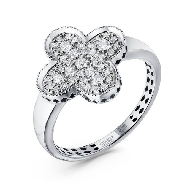 Кольцо из белого золота с бриллиантами (058713)