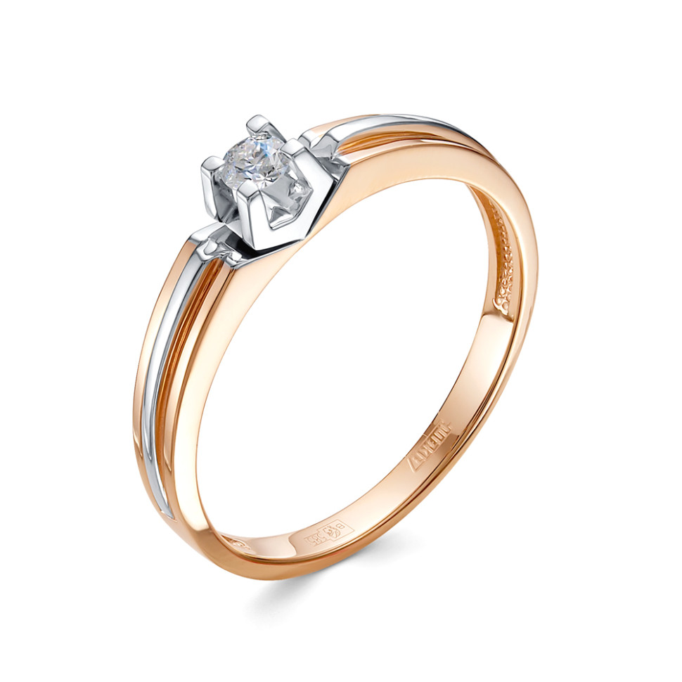 Помолвочное кольцо из комбинированного золота с бриллиантом (053065)