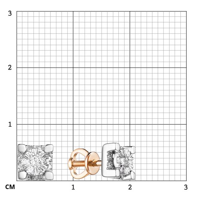 Серьги пусеты из комбинированного золота с бриллиантами (059070)