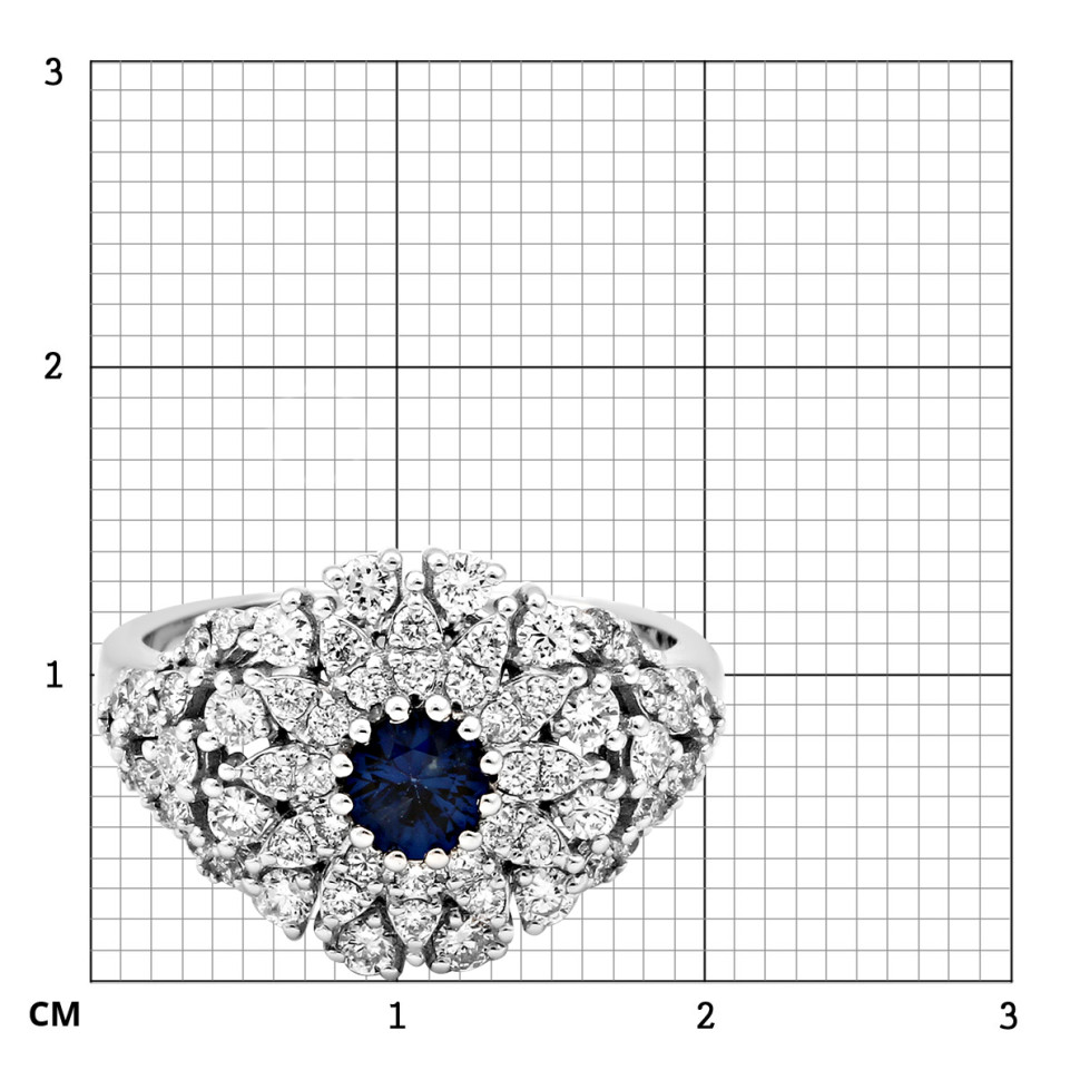 Кольцо из белого золота с бриллиантами и сапфиром (025278)