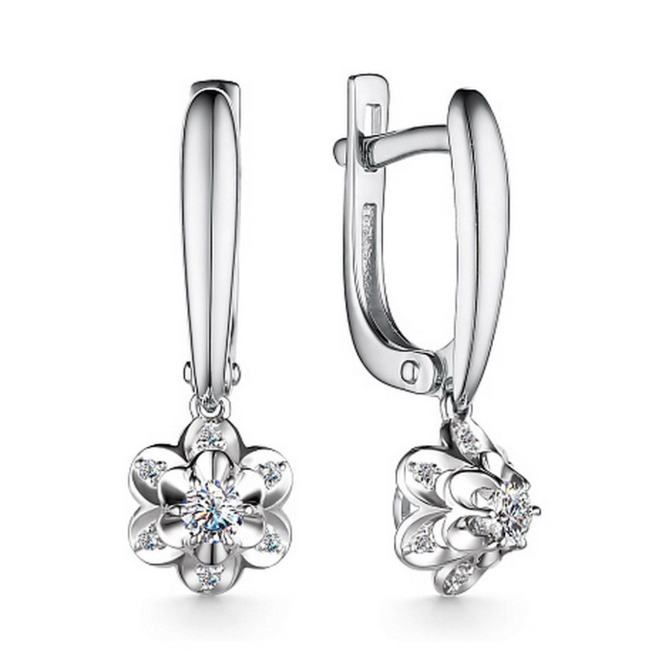 Серьги из белого золота с бриллиантами (051358)