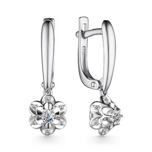 Серьги из белого золота с бриллиантами (051358)