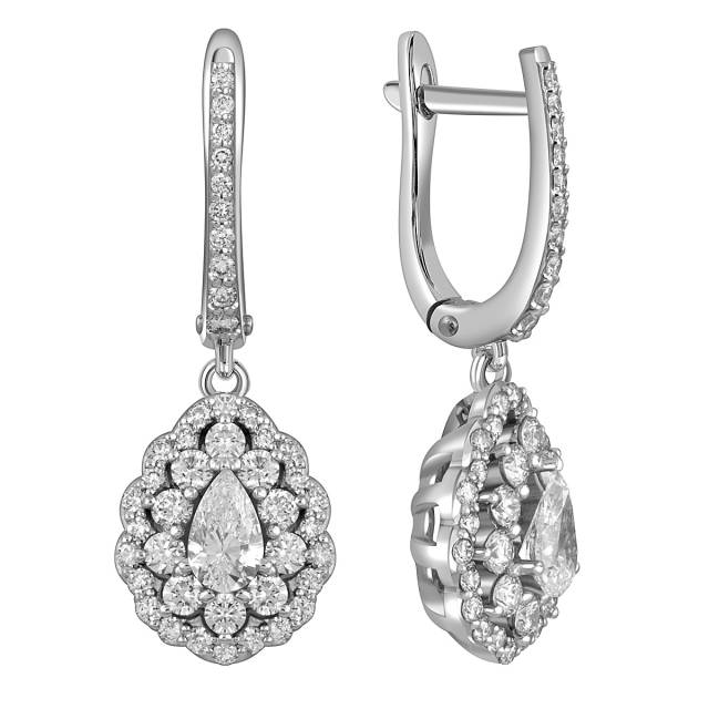 Серьги из белого золота с бриллиантами (053767)