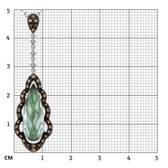 Колье из белого золота с зеленым аметистом и бриллиантами (058027)
