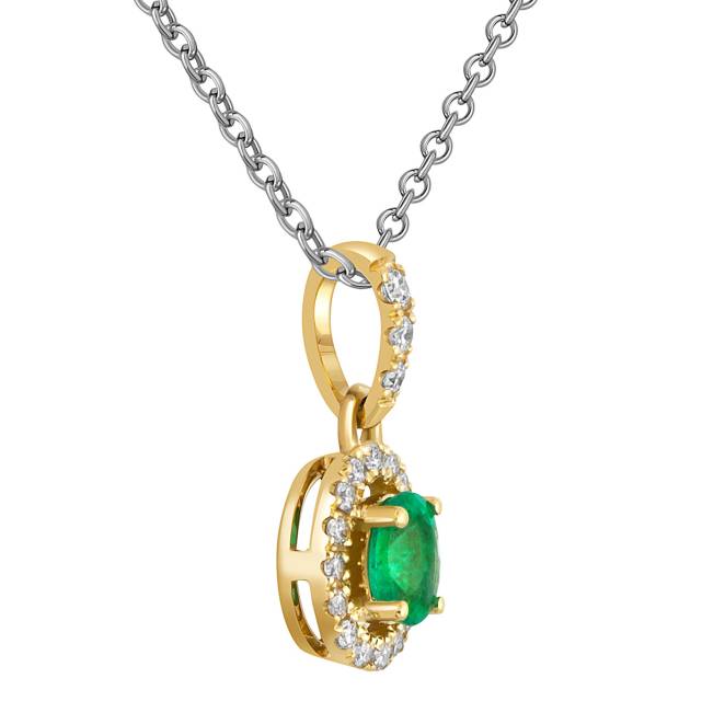 Кулон из жёлтого золота с бриллиантами и изумрудом (049878)