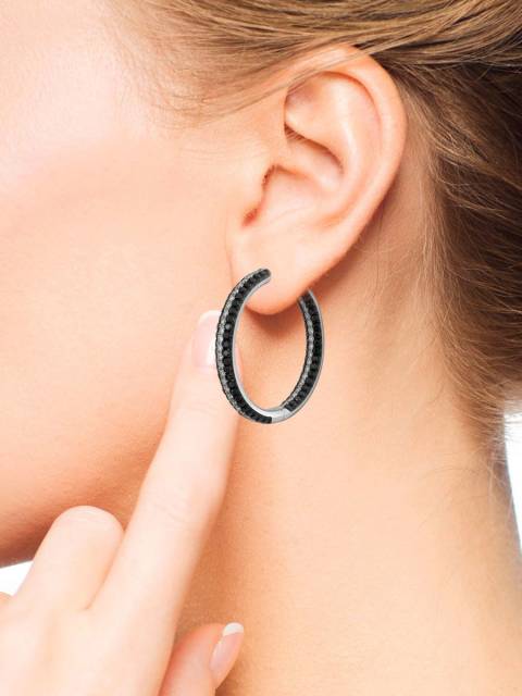 Серьги конго из белого золота с бриллиантами (046326)