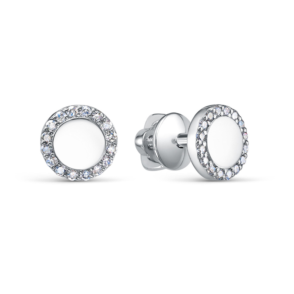 Серьги пусеты из платины с бриллиантами (058024)