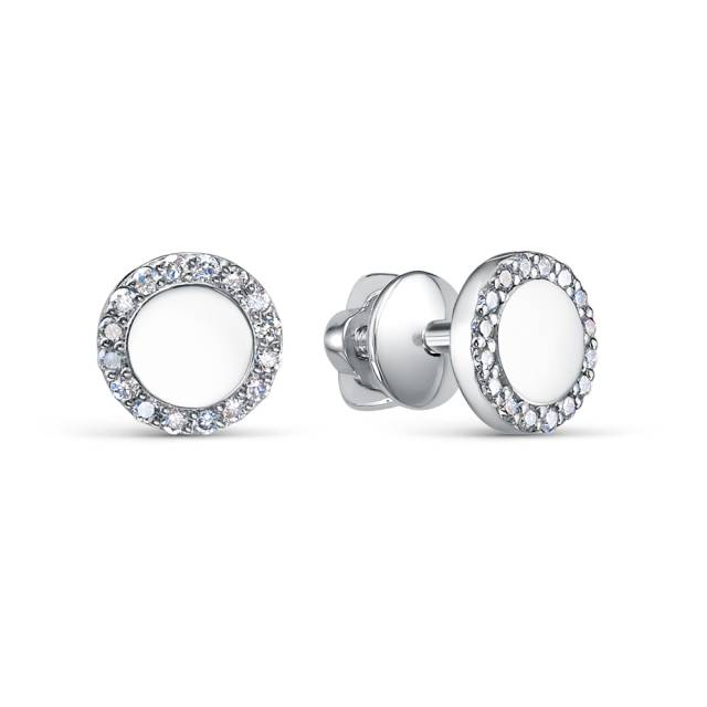 Серьги пусеты из платины с бриллиантами (058024)